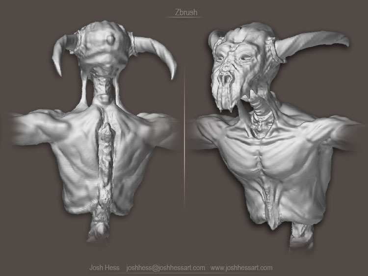 Monster, Spine, Back, Zbrush
